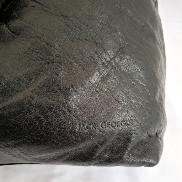 Jack Georges Uptown Hobo Black Leather Crossbody Shoulder Bag #7814 - Picture 5 of 13